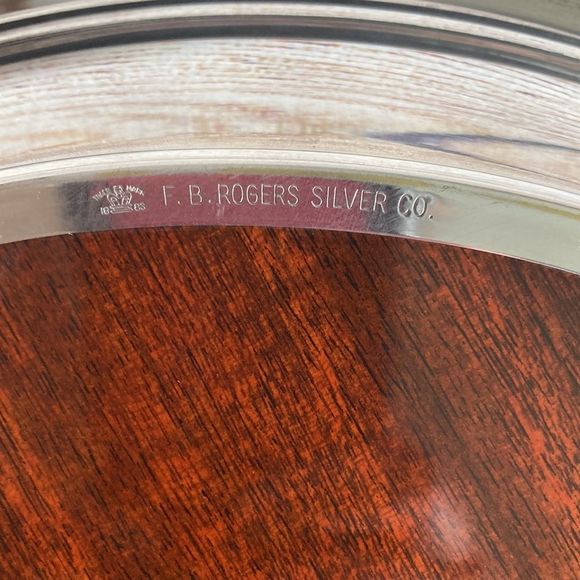 VINTAGE F.B. ROGERS SILVER COMPANY ROUND SILVERPLATE 14.25” - Picture 4 of 12